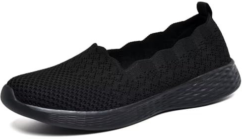 Puxowe Damen Slip On Sneaker Leichte Atmungsaktiv Sportschuhe Turnschuhe Bequem Freizeitschuhe Walking Schuhe Outdoor Fitness 36(35.5) EU All Black