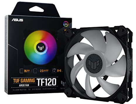 TUF Gaming TF120 ARGB-Gehäuselüfter - Single Pack (1 Stück, Aura Sync, leiser adressierbarer ARGB Lüfter, PWM Steuerung)