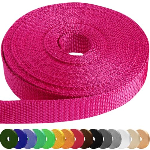 TECEUM Sangle de 5,1 cm - Rose vif - 9,1 m - Sangle large et robuste de 5,1 cm pour escalade en intérieur et extérieur - Bricolage