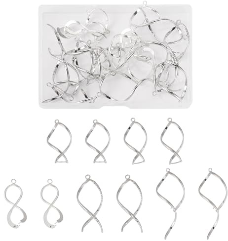 PandaHall 24pcs Brass Twist Ice Pick Pinch Bails Spiral Pendants Bail Pinch Clip Clasp Bead Connectors for Earring Necklace Jewelry Making KK-TA0001-11-YS-EU