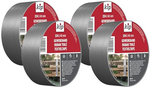 Kip Tape 224-47 Steinband – Wasserabweisendes Gewebeband aus PE für Putz und Stein – Panzertape für den Gebrauch drinnen und draußen – 48mm x 50m (Packung mit 4)