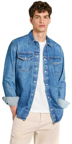 Pepe Jeans Regular Shirt PM308584 Camicia in Jeans, Blu (Denim-MS3), S Uomo