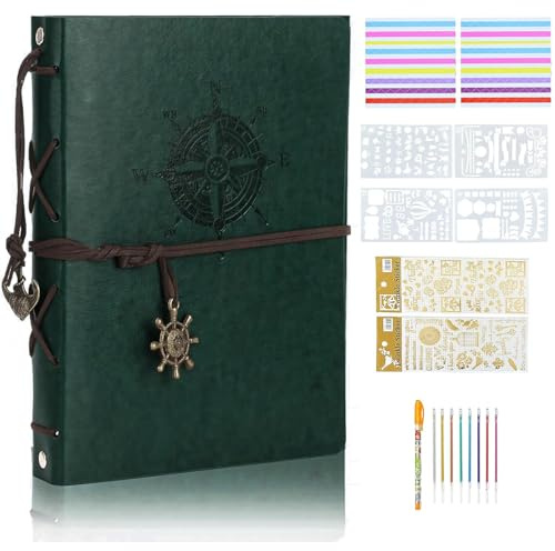 Scrapbooking Album Photo Cuir, 18x26cm, 60 Pages pour 420 Photos (Vert)