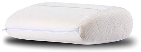 Casatessile - Cuscino Supporto Lombare Memory Form | Realizzato in Italia | Ideale per Ufficio, Auto, Viaggio | Fodera Sfoderabile con Cerniera | 100% Poliestere, Bianco