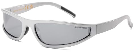 SHEEN KELLY Gafas de sol deportivas envolventes para mujer y hombre, estilo vintage Y2K, con montura ovalada, para tiro al aire libre.