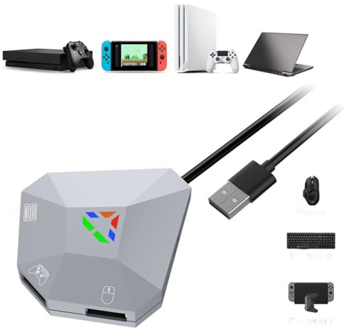 Adattatore convertitore tastiera e mouse per Nintendo Switch/per PS4/PS3/per Xbox SeriesS X/per Xbox One/PC, adattatore di connessione USB cablata, tastiera LED e convertitore mouse