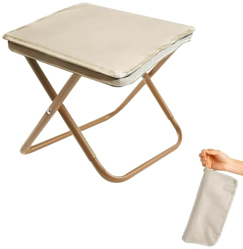 Tabouret Pliant Compact Léger - 100kg, Tissu Oxford Imperméable (26x23x27 cm), Idéal pour Pêche, Plage, Voyage
