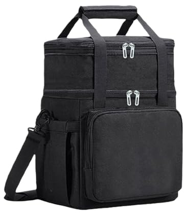 Lunch Box for Adults - Lunch Tote Bag | Picnic Backpack | Portable Insulated Meal Pouch | Cooler Rucksack | Double Deck Lunches Bags | Expandable Shoulder Strap Double Deck Tote for Outdoor Picnic