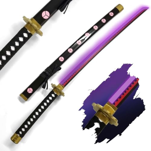 Swords and more Spada One Piece Shuusui Katana - Sabra Laser LED, spada Samurai con lama LED e fodera, spada Zoro, Katana One Piece, Fan di anime, Cosplay, Giocattoli per Bambini