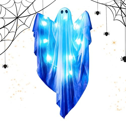 Spirito pendente luminoso - Figura sonora di Halloween | Decorazione appesa con luce e suono per interni, area all'aperto, finestra, porta, giardino, feste notturne, facciata della casa - l