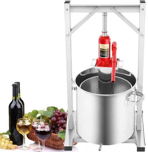 Luzphened Spremiagrumi per Vino Frutta, Torchietto Premitutto Acciaio Inox Torchio per Spremuta UVA Olive Succhi Premitutto Manuale Estrattore per Olio d'Oliva Mela Sidro Verdure Succo 36L
