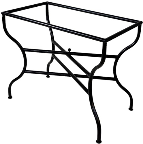 Bordsunderrede kantigt tillverkat av metall, handsmitt, svart 120 cm | Modellen i svart visar en rostpatina som skapats i syrabad och utgör basen för en separat bordsskiva i formatet 120 × 80 cm.