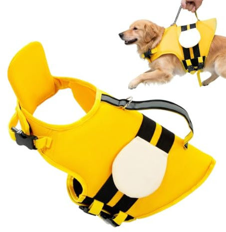 Bañador Canino Chaleco Reflectante de Alta Flotabilidad con Asa