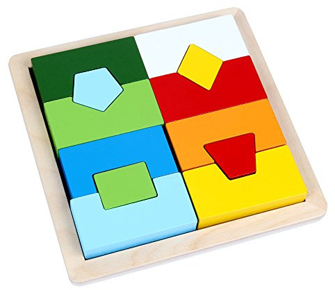 B&Julian Geometrico Puzzle di lengno Creativo Incastro di Colori e Forme Bambini da 1 Anno