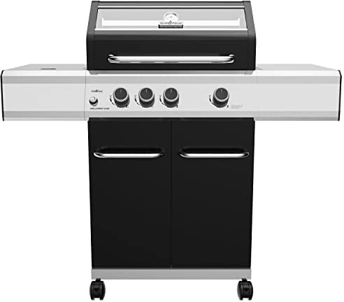 Grillfürst G310E 3-Brenner Gasgrill mit Hochtemperaturbrenner aus Edelstahl und Edelstahl Rosten, mit Sichtscheiben und Warmhalterost
