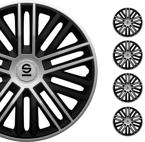 Sparco Radzierblenden Bergamo - 16-Zoll - Schwarz/Silber - Satz mit 4 Stück