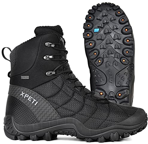XPETI Men’s Crest Thermo Snow Trekking Boot, Insulated, High-Traction Grip Trekking Boot Black 9.5