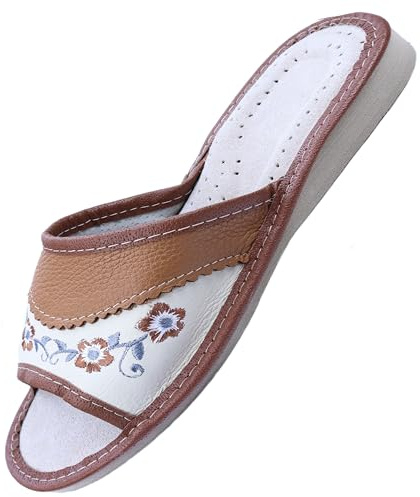 APREGGIO Zapatillas Mujer de Cuero – Hecho a Mano Zapatillas Casual Mujer - Zapatillas de Casa Mujer Practicas - Zapatillas para Mujer con Suela de Sólida – Cómodo Pantuflas Mujer