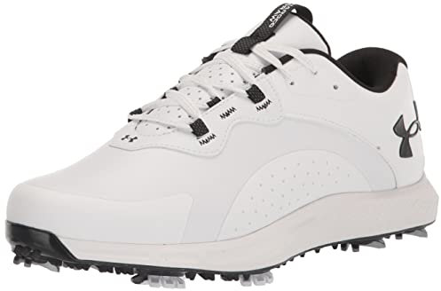Under Armour Golf Mens UA Charged Draw 2 Wide Waterproof Spiked Golf Shoes White/Black 9UK