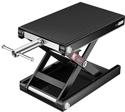 VIVOHOME Sollevatore a forbice per moto, in acciaio, ampio ponte di sollevamento con manovella, supporto centrale, capacità 500 kg, per moto, ATV, moto da cross, nero