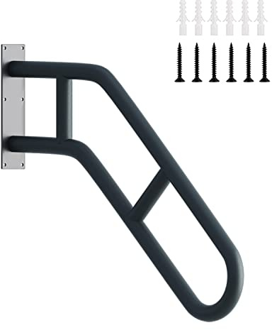 Upgraded Stair Handrails for 1-3 Steps, Wall Mounted Safety Grab Bar with Matte Finish, 27 Length Handrails for Outdoor and Indoor, Hand Rail with 2 Anti-Skid Crossbar Good for Elderly,Kids,Disabled