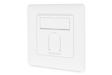 DIGITUS LSA Prise de raccordement Cat-6A - 1 Port RJ45 - encastré ou en saillie Prise réseau - Alimentation Quatre côtés - Adapté au design - 10 Gbps - Blindé - Compatible PoE - Blanc RAL9003