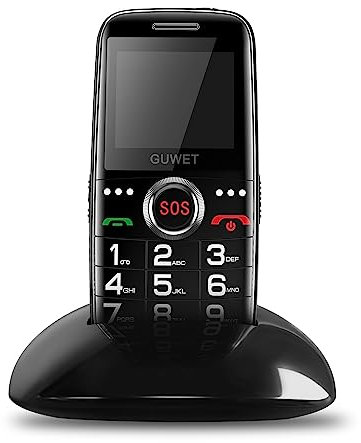Guwet G938+ Seniorenhandy ohne Vertrag mit großen Tasten | 1800 mAh Akku mit Ladestation | 2G GSM Dual SIM Handy mit Notruftaste | 2.0 Zoll Farbdisplay | USB-C | Taschenlampe (Schwarz)