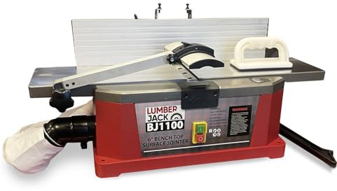 LUMBER JACK Bench Top Jointer Surface Planer 1100W with Adjustable Fence & Dust Bag, Cutting Width 153mm Depth 3mm