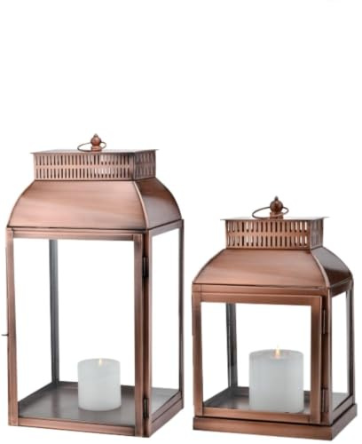 2-pack LED-lyktor i vintage-stil för balkong och trädgård, Smilia, koppar