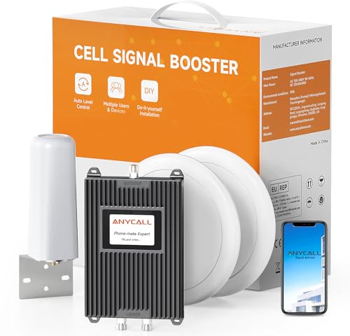 ANYCALL Amplificador Señal Movil para Banda 1/3/7/8/20, Amplificador de Cobertura Movil para Casa Oficina Gran Superficie, Doble Antena Interior, Boost 5G 4G LTE gsm para Movistar Orange Más