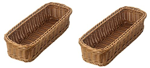 cdymrl 2X Desktop Cutlery Storage Basket Woven Basket Restaurant Tableware Drain Storage Box Tableware Storage Basket, Brown