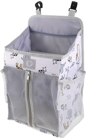 FRCOLOR Organizer Per Lettino Con Motivi Animali Contenitore Sospeso Per Pannolini Biberon e Articoli Essenziali Per Ragazza Adatto Box Lettini e Culle Soluzione Di Stoccaggio Portatile Pe