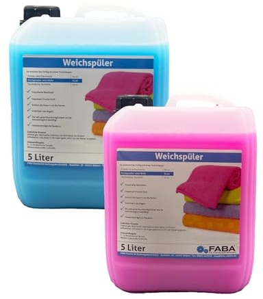 FABA Weichspüler blau/rose 2 x 5 L für weiche Wäsche mit angenehm frischem Duft inkl. Auslaufhilfe