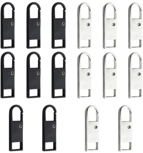 Solvio 12PCS Premium Zipper Pulls Replacement, Metal Zip Puller Repair Kit for Luggage, Backpacks, Jackets, Suitcases and Purses - Detachable Zipper Slider Fixer