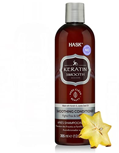 HASK Keratin Smoothing Conditioner for all hair types, colour safe, gluten-free, sulfate-free, paraben-free - 1 355mL Bottle