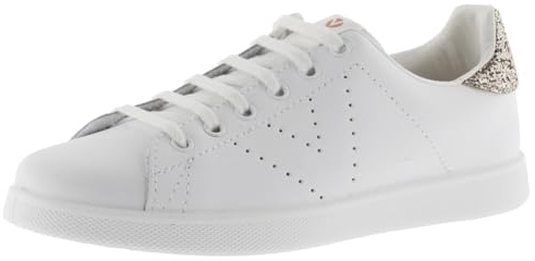 Victoria Baskets Tenis Cuir & Partie Arrière Pailletée & Logo Perforé 1125104 pour Femme Rosa 41