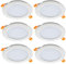 SEBSON® LED Einbaustrahler rund flach 230V, integrierter Treiber, 6W, warmweiß 3000K, Deckenstrahler 360lm, LED Panel Ø118x24mm, 6er Pack