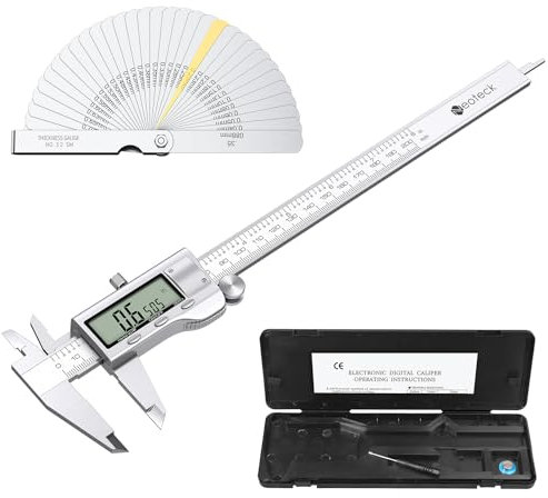 Neoteck Calibre Digital Acero Inoxidable 200mm/8Inch con Calibrador de Espesor Pie de Rey Fracciones/Inch/Metrico Cambio de Herramienta de Medición para Longitud Ancho Profundidad Diámetro Interior