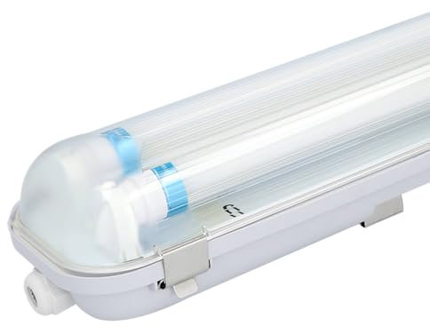 HOFTRONIC - LED-Feuchtraumleuchte 150cm 4000K Neutralweiß 50W 7000lm 140lm/W Flimmerfrei Verlinkbar T8 Werkstattlampe IP65 Wasserfest Wannenleuchte Doppel für Garage Keller Büro