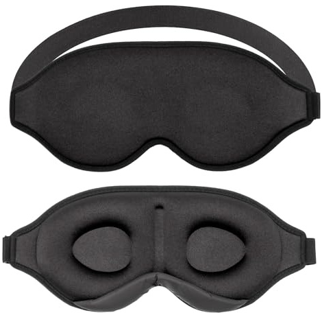 Intirilife Schlafmaske in Schwarz - 3D Schlafbrille für Seitenschläfer - 100% Lichtblockierend - Soft, weich, ergonomsches Design mit Memory Foam, Augen Maske Binde Atmungsaktiv für Reisen
