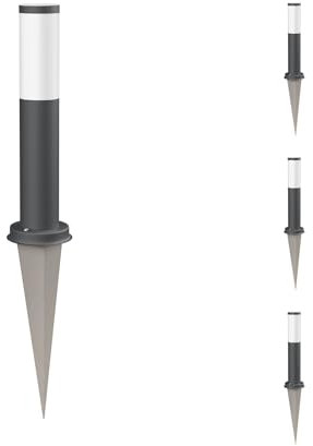 ledscom.de 4 Stück Wegelicht/Pollerleuchte/Gartenleuchte PORU mit Erdspieß für außen, IP44, 39cm, anthrazit, 1 x E27 max. 60W