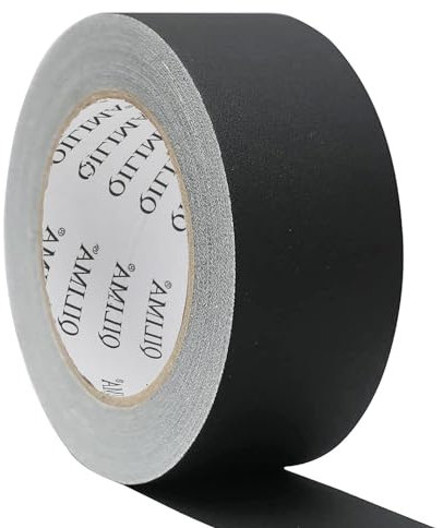 QILIMA Ruban adhésif fin en tissu mat Noir 50mmx27m