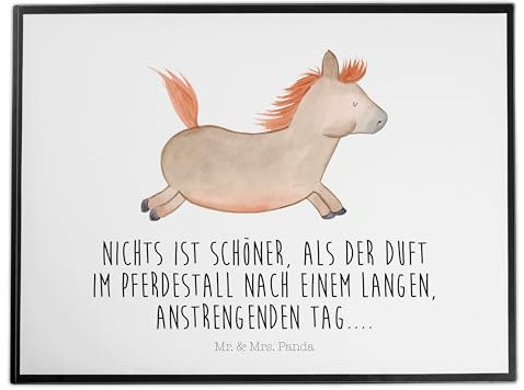 Mr. & Mrs. Panda Schreibtischunterlage Pferd Springen - Geschenk, Bauernhof, Büroartikel, ausreiten, Stall, Pferdebesitzer, Schreibwaren, Hoftiere,