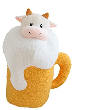 Sarah Duke Kühe Bubble Tea Plüschtier Kawaii Kuscheltier Plüschpuppen Plüsch Stofftier Sofakissen Dekokissen Kuschelkissen Geschenk für Junge Mädchen (38 cm)