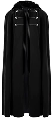 Cappotti da uomo in misto lana maschili Halloween vintage steampunk con lacci mantello cappotto con cappuccio in peluche tinta unita felpe con cappuccio mantello giacca invernale per uomo alto nero