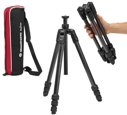 Manfrotto Befree GT PRO - Treppiedi da viaggio in fibra di carbonio a 4 sezioni, colore: nero opaco