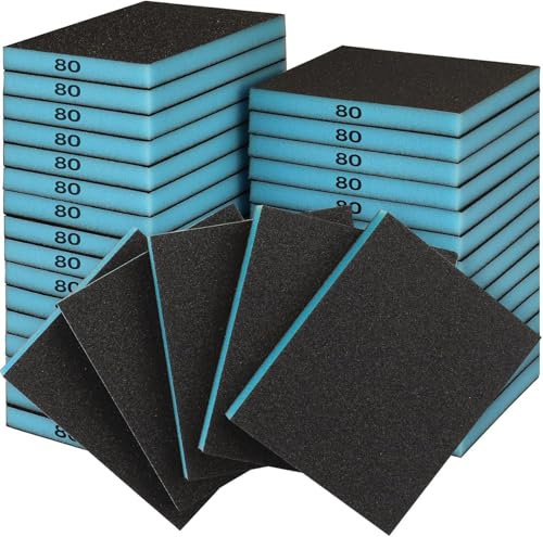 Sruhrak 18 Taco Lija Grano 80, Bloques Esponja de Lijas Flexible, Taco Abrasivo de Lijado Manual para Lijar a Mano de Grano Taco Abrasivo para Madera Metal Cocina Muebles
