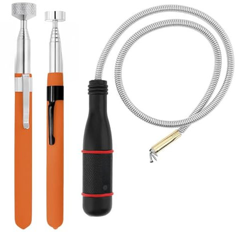 3Pcs Magnetic Pickup Kit, 8LB/10LB Portable Magnet Handheld Tool, 60CM Flexible Magnetic Rod, Retractable Magnetic Pickup Tool, Extendable Telescopic Magnetic Retrieval Tool for Pickup Screws Nuts