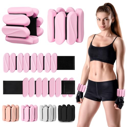 Pesas de muñeca, paquete de 2 pesas de tobillo para mujeres y hombres, pesas ajustables para brazos y piernas, pulseras de silicona con peso para caminar, yoga, pilates, correr, baile, gimnasio, 2