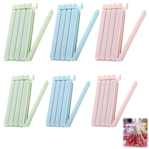 XYTAHDM 30 Pezzi Mollette per Alimenti da Cucina, 12.5/15cm Chiudi Sacchetti Cucina, Mollette Chiudi Sacchetti per Congelatore, Snack, Frutta Secca, Caffè (Colorato)